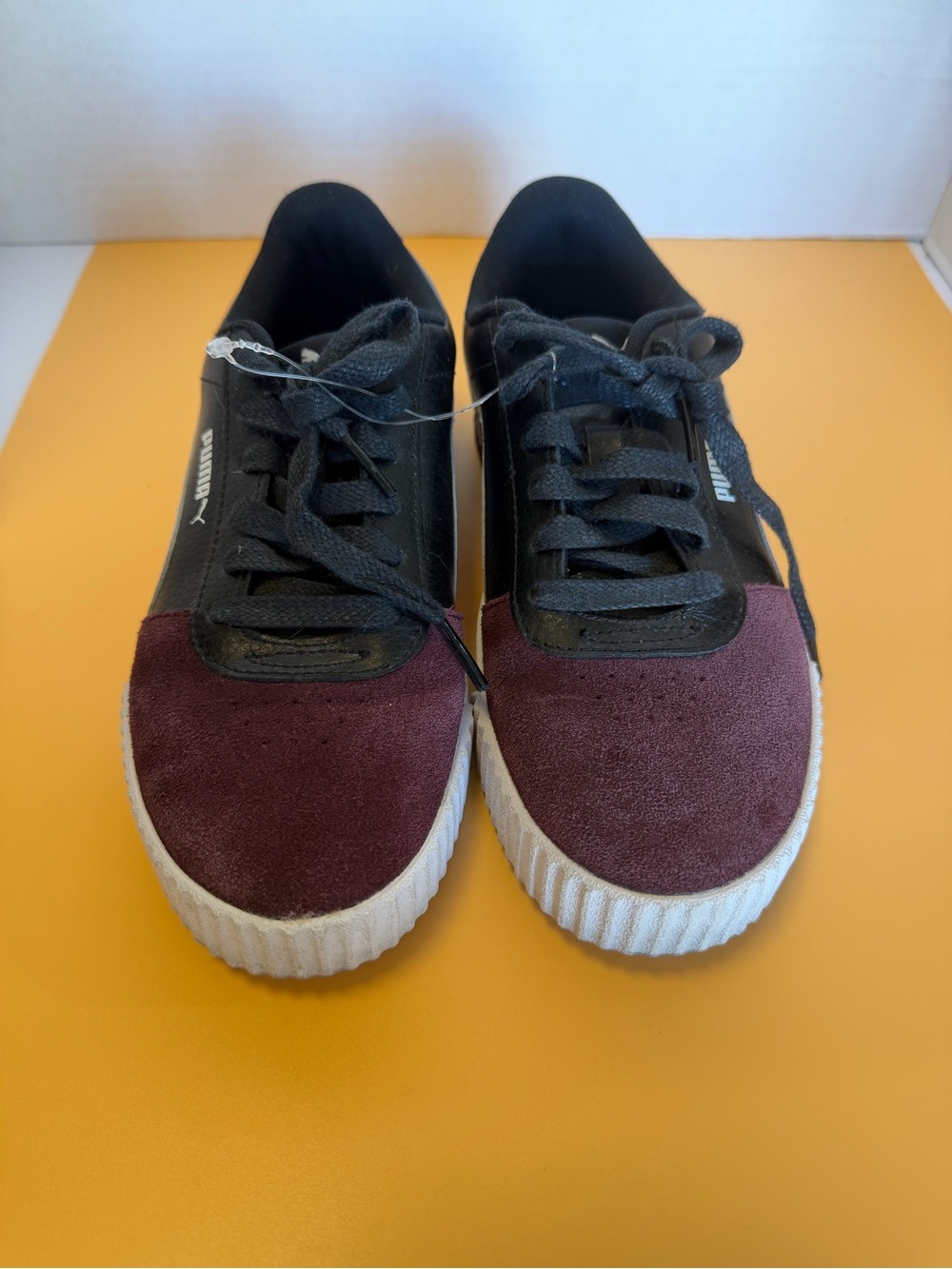 PUMA Carina Lift Black Wine Suede Platform 7